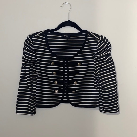 Black and white striped cropped jacket - Picture 1 of 3